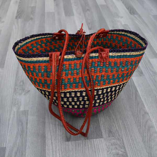 Basket Handbag With Leather Handles
