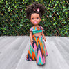 Black Doll - Afro Hair doll - Black Doll in African Print Dress - Aniyah