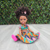 Black Doll - Afro Hair doll - Black Doll in African Print Dress - Aniyah