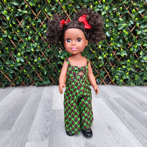 Black Doll - Afro Hair doll - Black Doll in African Print Dress - Zola