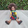 Black Doll - Afro Hair doll - Black Doll in African Print Dress - Abeba