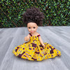 Black Doll - Mix Race Doll - Afro Hair Doll in Ankara Dress - Esinam