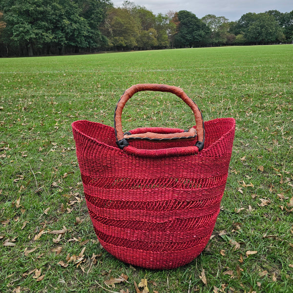 African Straw Basket - U Shopper Basket USB02