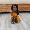 Black Doll in African Print Dress - Black Curly Hair doll - African Doll - Black Baby doll - Mix Race doll