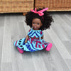 Black Doll in African Print Dress - Black Curly Hair doll - African Doll - Black Baby doll - Mix Race doll