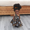 Black Doll in African Print Dress - Black Curly Hair doll - African Doll - Black Baby doll - Mix Race doll