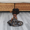 Black Doll in African Print Dress - Black Curly Hair doll - African Doll - Black Baby doll - Mix Race doll