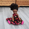 Black Doll in African Print Dress - Black Curly Hair doll - African Doll - Black Baby doll - Mix Race doll