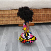 Black Doll in African Print Dress - Black Curly Hair doll - African Doll - Black Baby doll - Mix Race doll