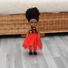 Black Doll in African Print Dress - Black Curly Hair doll - African Doll - Black Baby doll - Mix Race doll