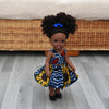 Black Doll in African Print Dress - Black Curly Hair doll - African Doll - Black Baby doll - Mix Race doll