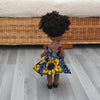 Black Doll in African Print Dress - Black Curly Hair doll - African Doll - Black Baby doll - Mix Race doll