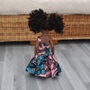 Black Doll in African Print Dress - Black Curly Hair doll - African Doll - Black Baby doll - Mix Race doll