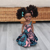 Black Doll in African Print Dress - Black Curly Hair doll - African Doll - Black Baby doll - Mix Race doll