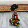 Black Doll in African Print Dress - Black Curly Hair doll - African Doll - Black Baby doll - Mix Race doll