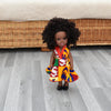 Black Doll in African Print Dress - Black Curly Hair doll - African Doll - Black Baby doll - Mix Race doll