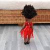 Black Doll in African Print Dress - Black Curly Hair doll - African Doll - Black Baby doll - Mix Race doll