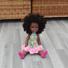 Black Doll in African Print Dress - Black Curly Hair doll - African Doll - Black Baby doll - Mix Race doll