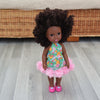 Black Doll in African Print Dress - Black Curly Hair doll - African Doll - Black Baby doll - Mix Race doll