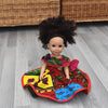 Black Doll in African Print Dress - Black Curly Hair doll - African Doll - Black Baby doll - Mix Race doll