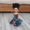 Black Doll in African Print Dress - Black Curly Hair doll - African Doll - Black Baby doll - Mix Race doll