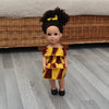 Black Doll in African Print Dress - Black Curly Hair doll - African Doll - Black Baby doll - Mix Race doll