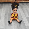 Black Doll in African Print Dress - Black Curly Hair doll - African Doll - Black Baby doll - Mix Race doll