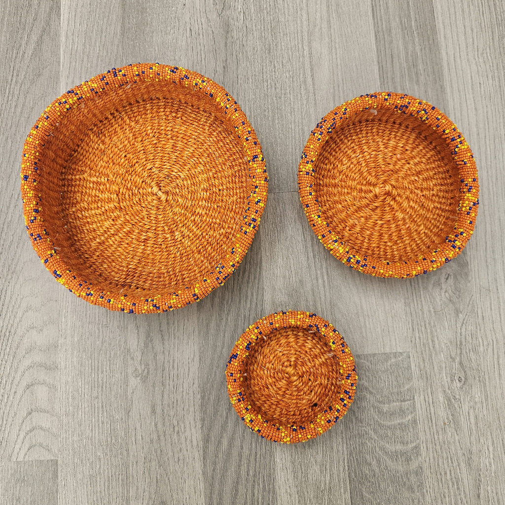 Beaded Kiondo Baskets – Sisal Basket Set of 3 - Jaha