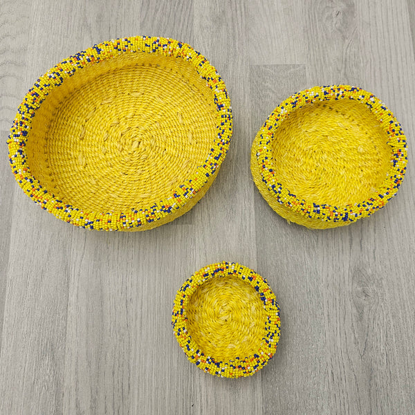 Beaded Kiondo Baskets – Sisal Basket Set of 3 - Mashika