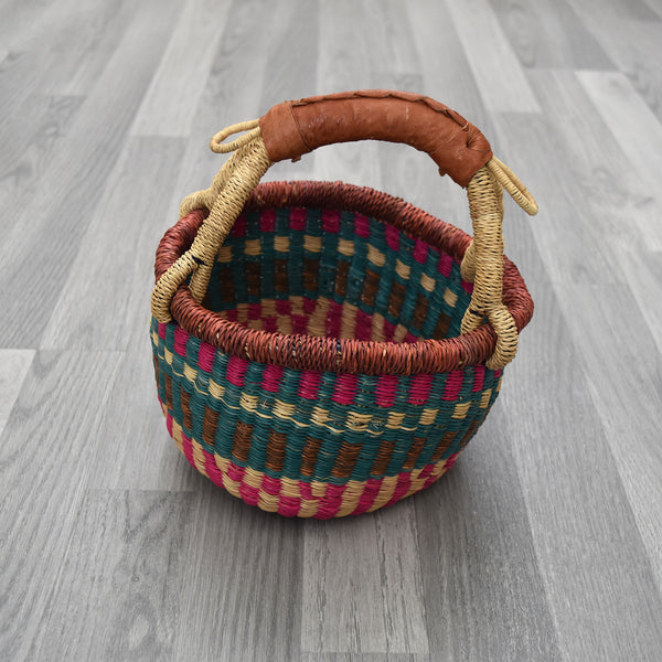 Large Round Straw basket 22 - African Basket - Ghana Basket