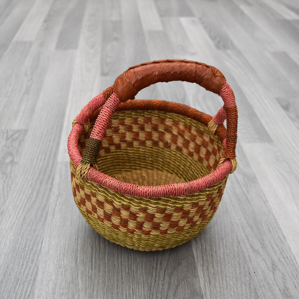 Large Round Straw basket 23 - African Basket - Ghana Basket