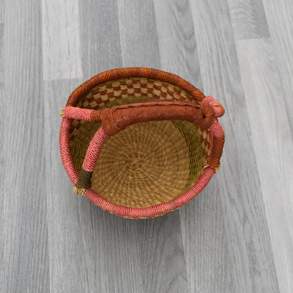 Large Round Straw basket 23 - African Basket - Ghana Basket