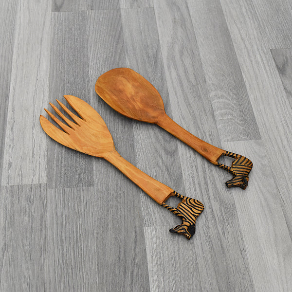 Olive Wood Salad Spoons 003 Zebra