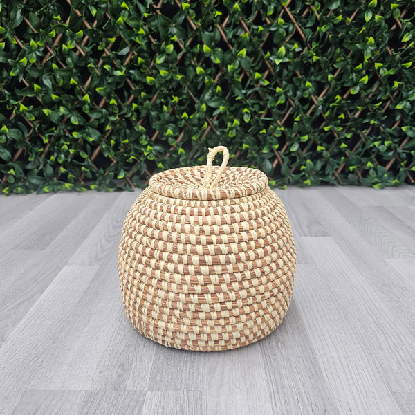 Senegalese Seagrass Basket with Lid - Senegalese Basket – African Storage Basket - SB03_1