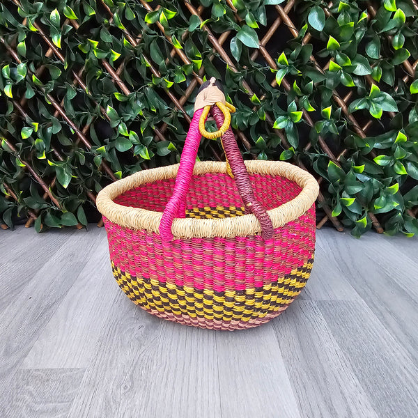 Small Round Straw basket - Ghana Basket - SB14