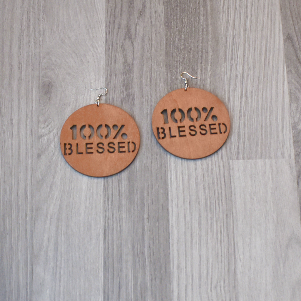 100% Blessed Wooden Earrings, earring - Rufina Designs