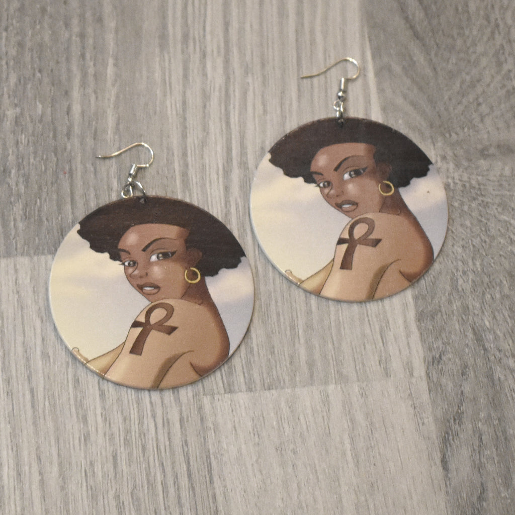 Ankh Wooden Earring, earring - Rufina Designs