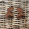Duafe Comb Wooden Earring, earring - Rufina Designs