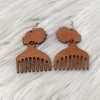 Duafe Comb Wooden Earring, earring - Rufina Designs