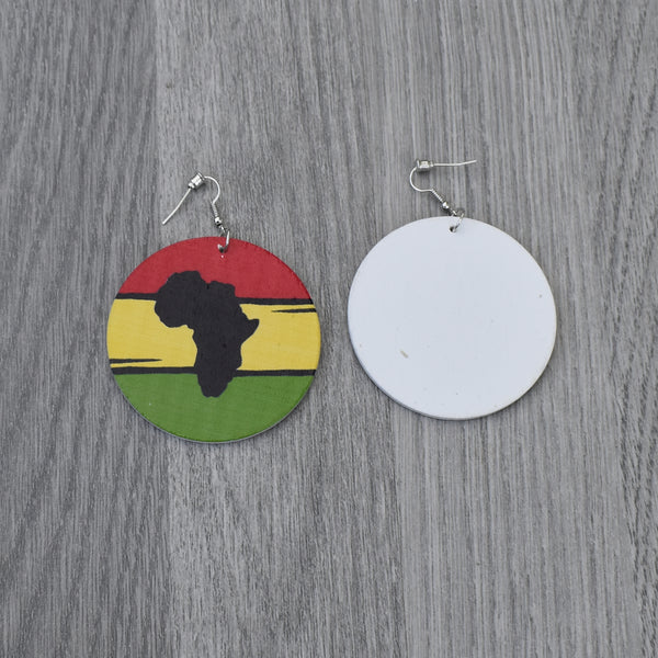 Map of African Wooden Earring, earring - Rufina Designs