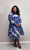 Long Sleeves African Print Midi Dress