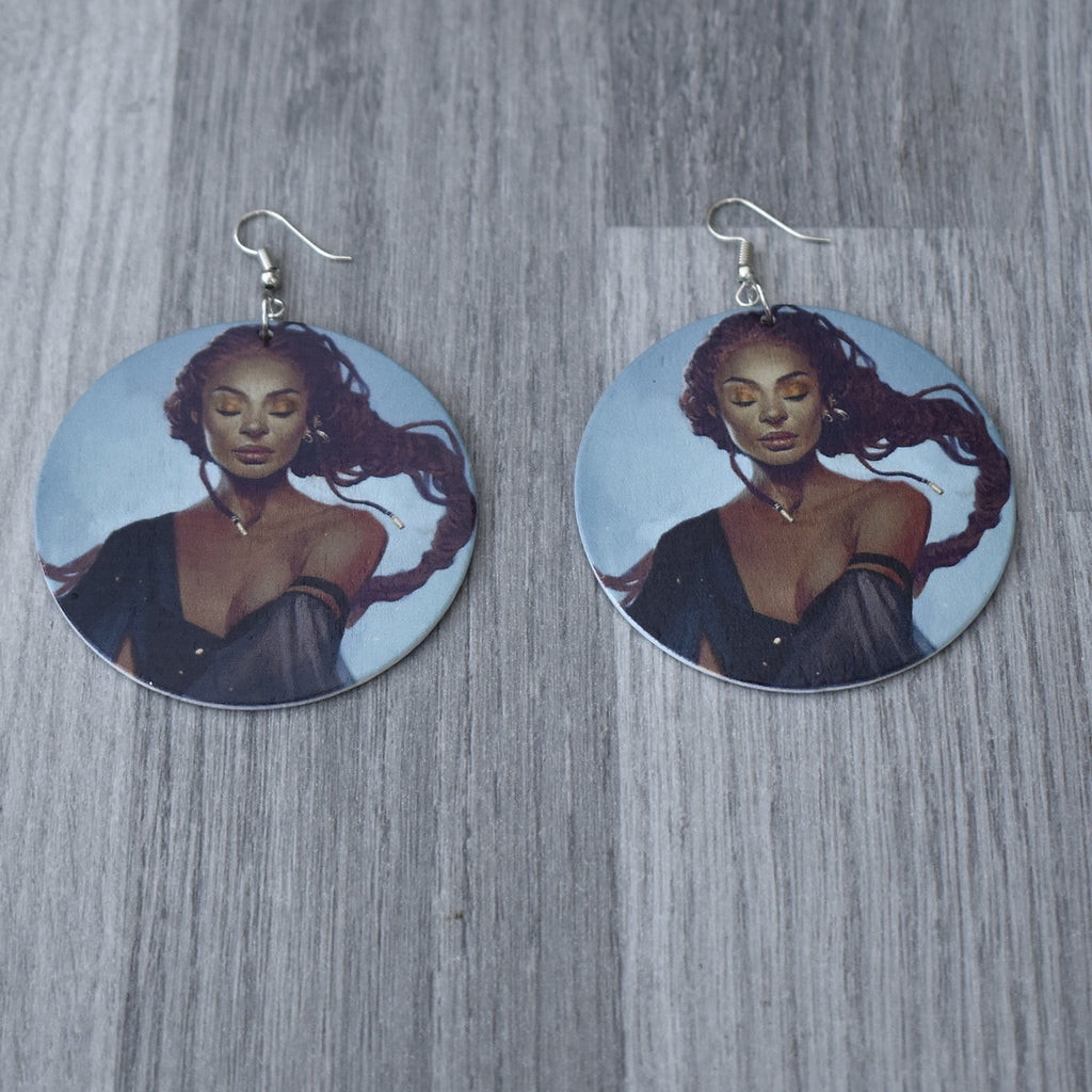 Girl Locks Wooden Earring, earring - Rufina Designs